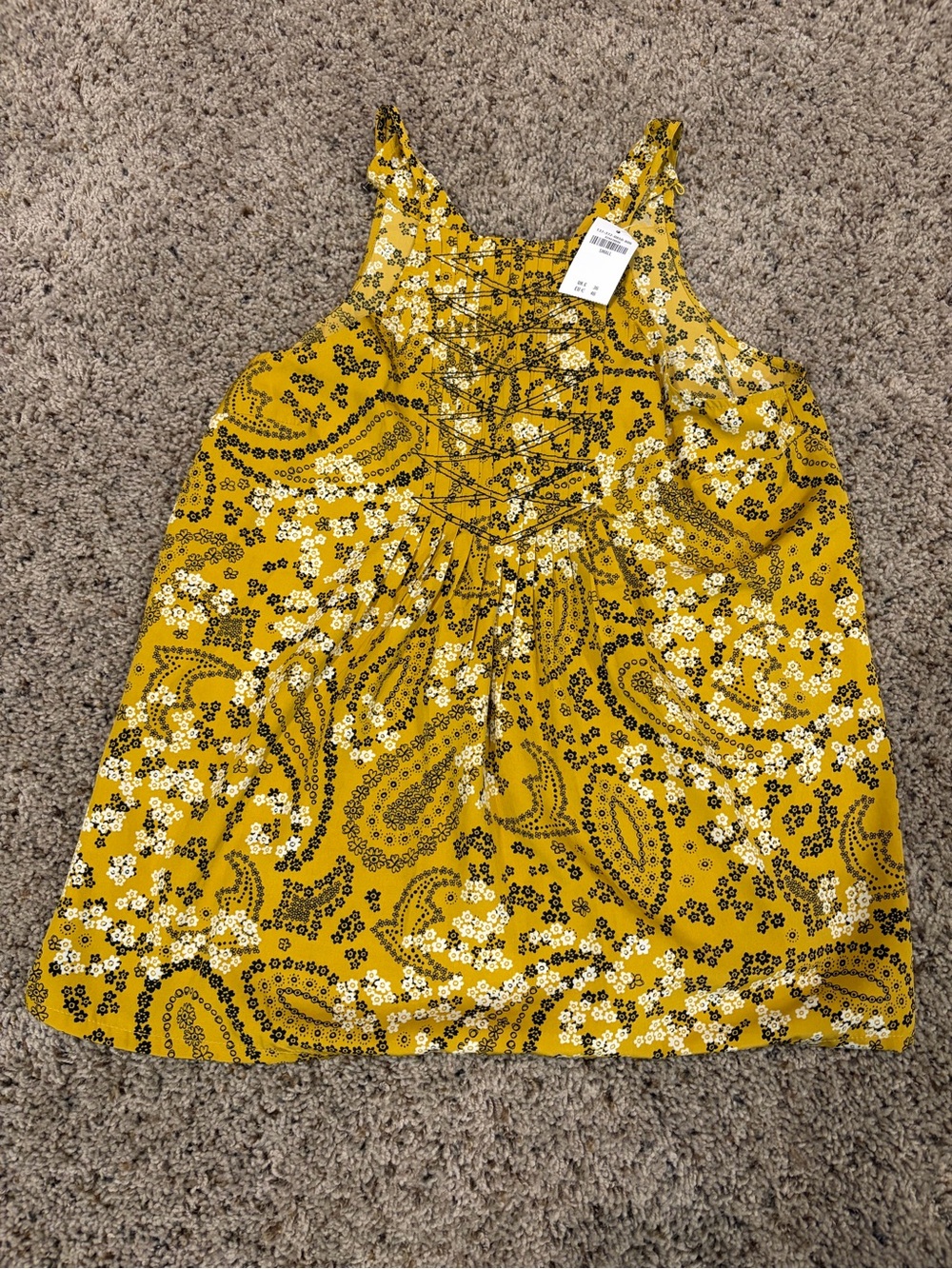 NWT Abercrombie & Fitch Tank in Mustard Yellow Paisley, Small Sleeveless Top